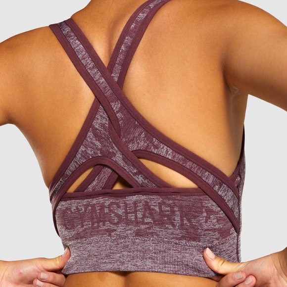 GYMSHARK Camo Seamless Sports Bra Berry XS-S - Picture 6 of 10